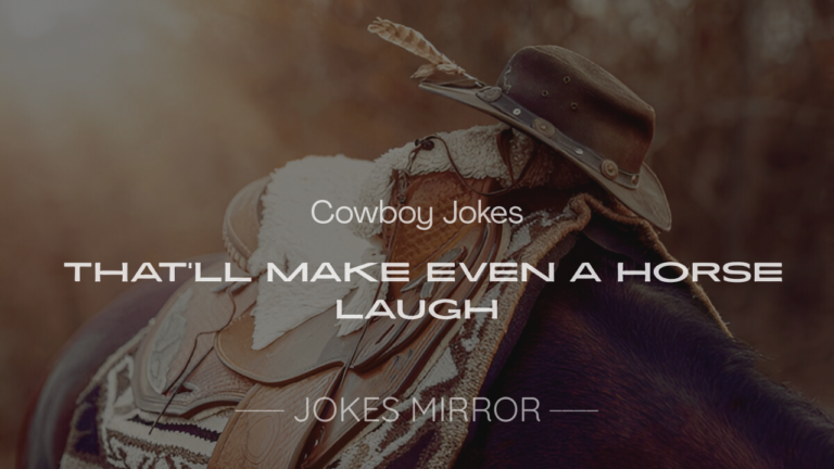 Cowboy with a lasso and Stetson, grinning with funny cowboy jokes, showcasing 200+ cowboy jokes for laughs.