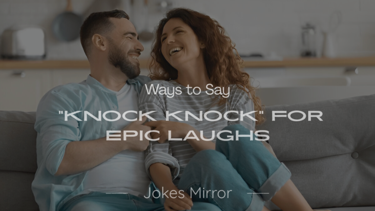 Smiling door with 200+ hilarious ways to say Knock Knock, showcasing funny knock knock jokes for all ages.